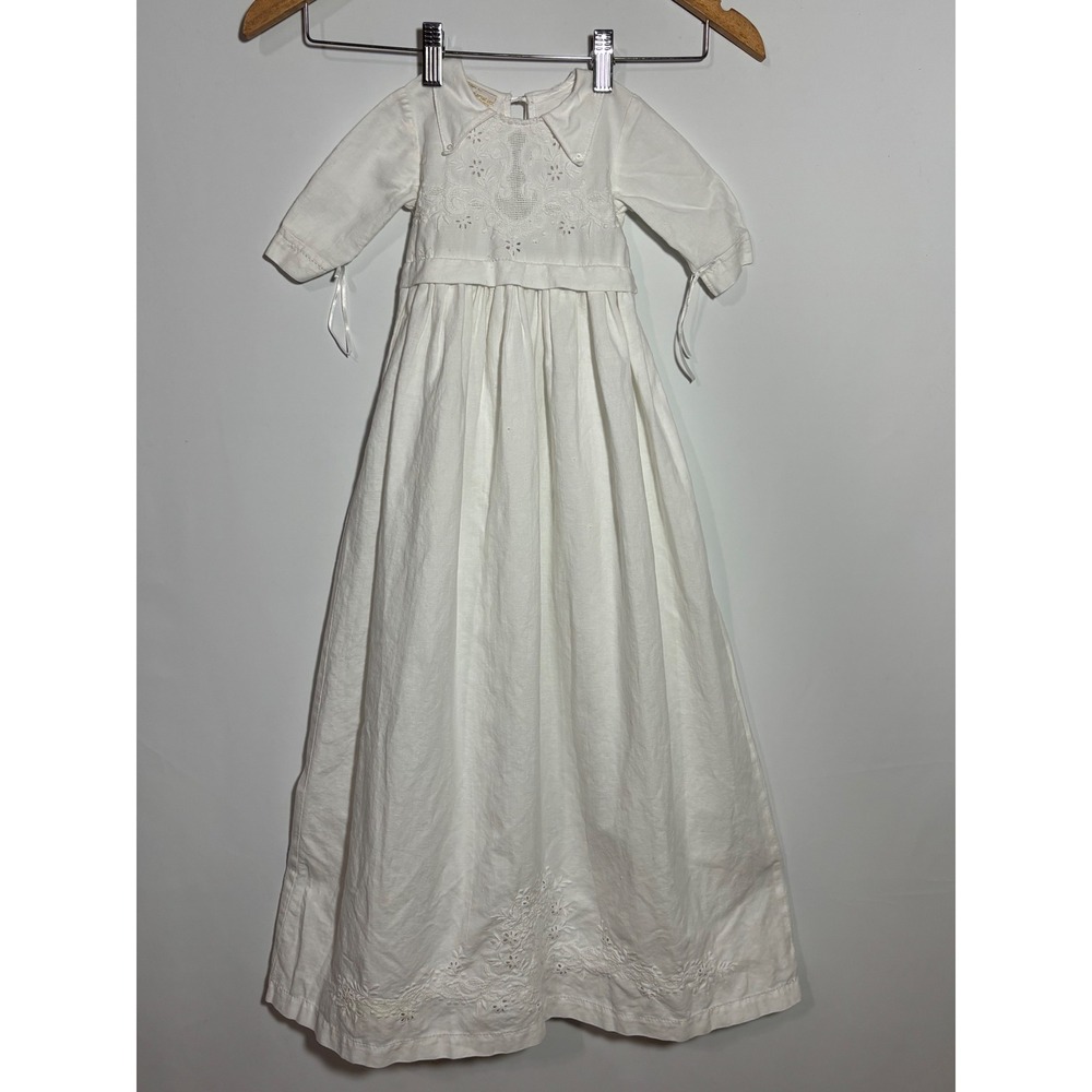 Rendezvous Inc Christening Gown Unisex White Embroidered Heirloom Eyelet Lace